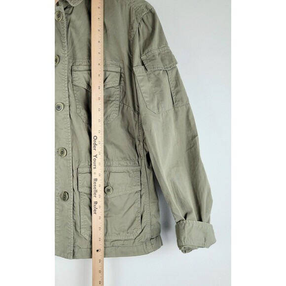 J.Crew Women's Small Green Classic Twill Chino Military Jacket Pocket Button Up - Picture 2 of 7